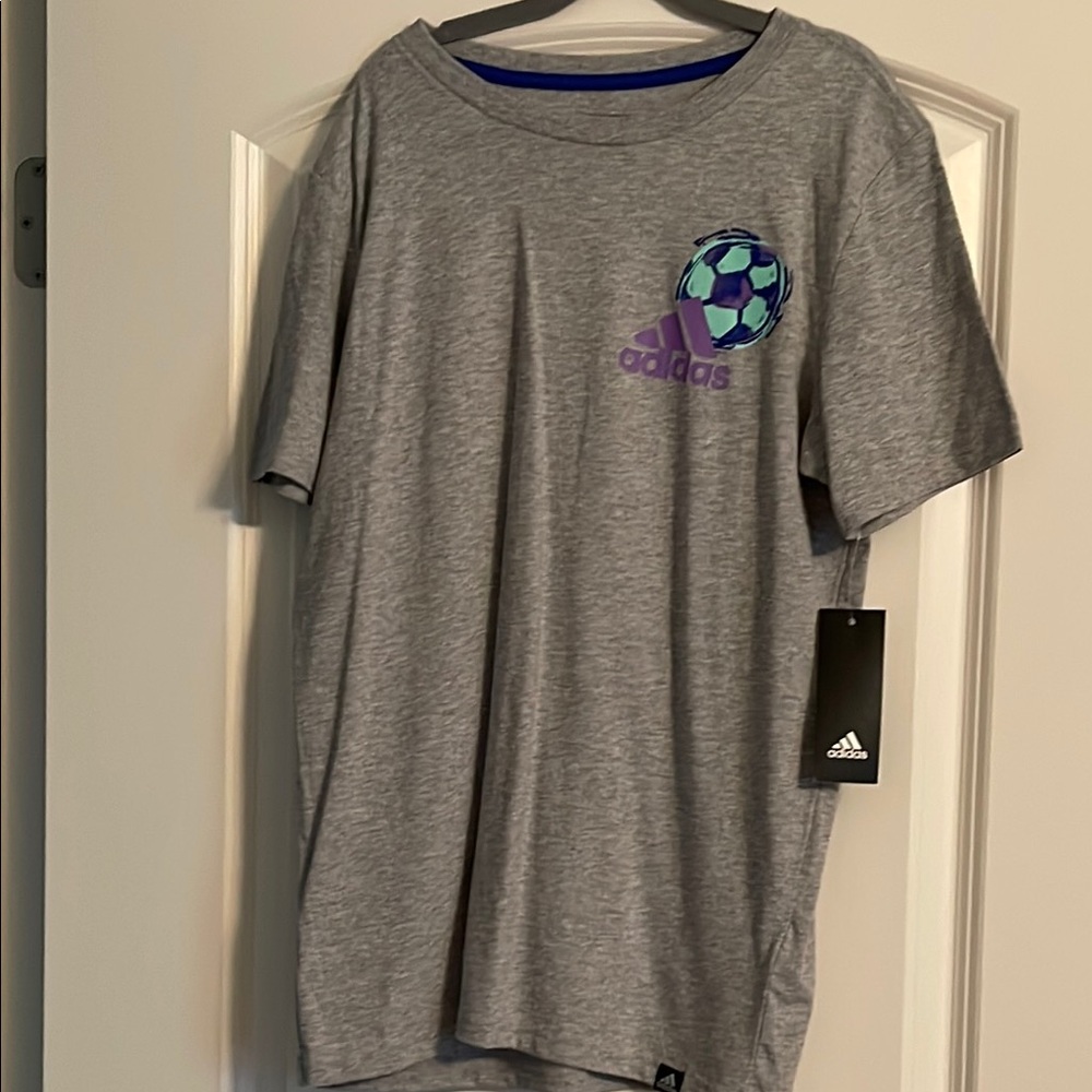 Boy’s Adidas Heather Gray Tee with Soccer Graphic